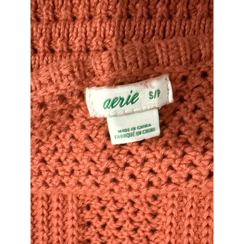 Aerie Crochet Crop Halter Tank Top Women Sz S Boho Beach Festival Rust Orange - Picture 3 of 4